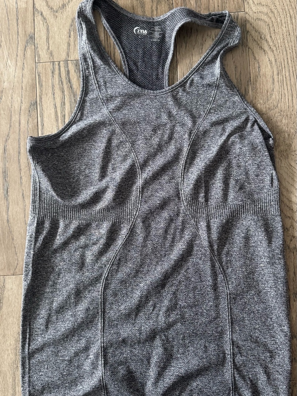 Evia Gray Seam-Detail Racerback Tank Top